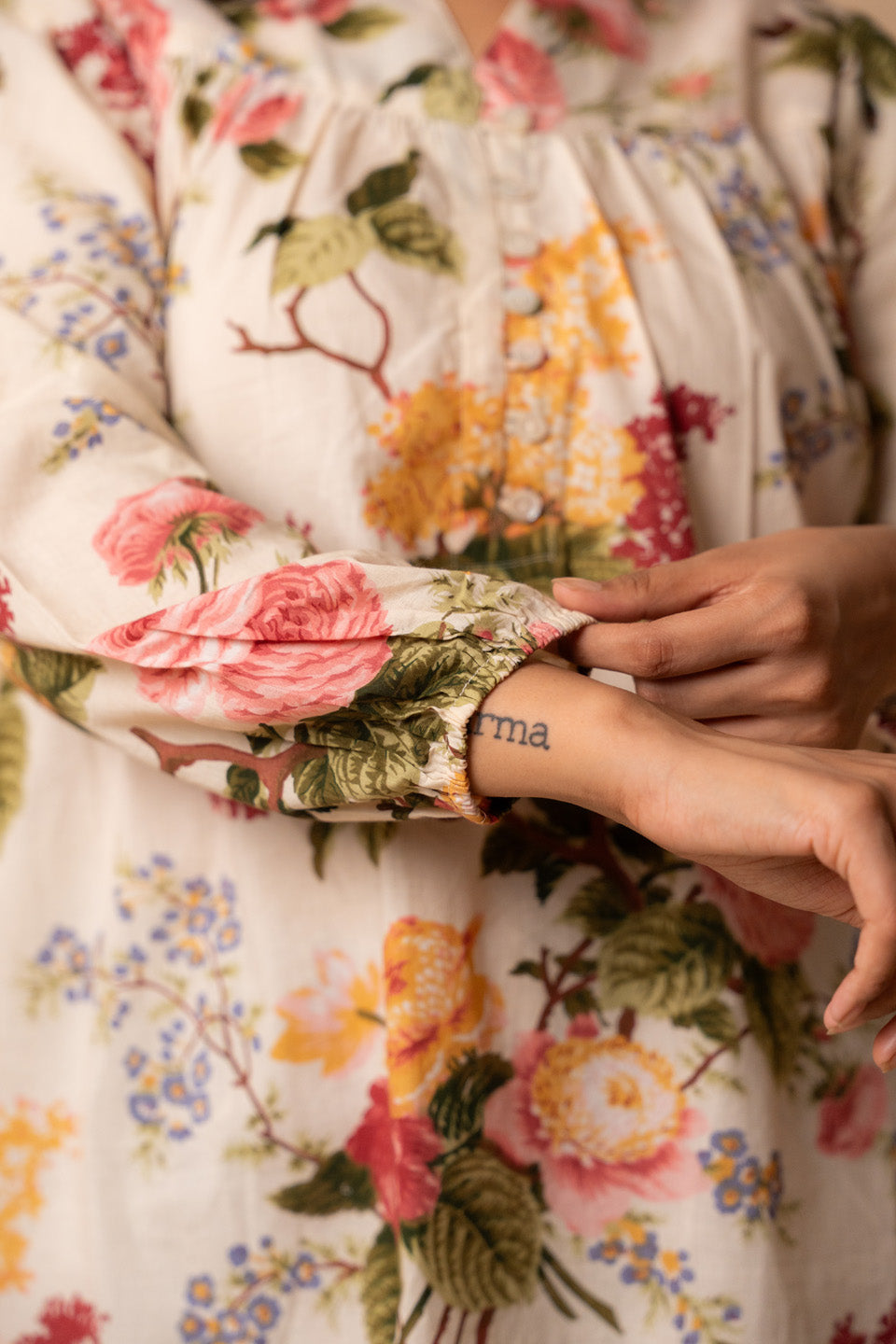 Off White Floral Printed Top