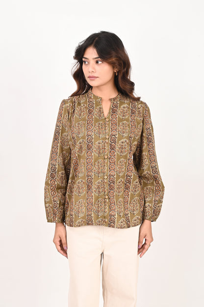 Olive Printed Shirt