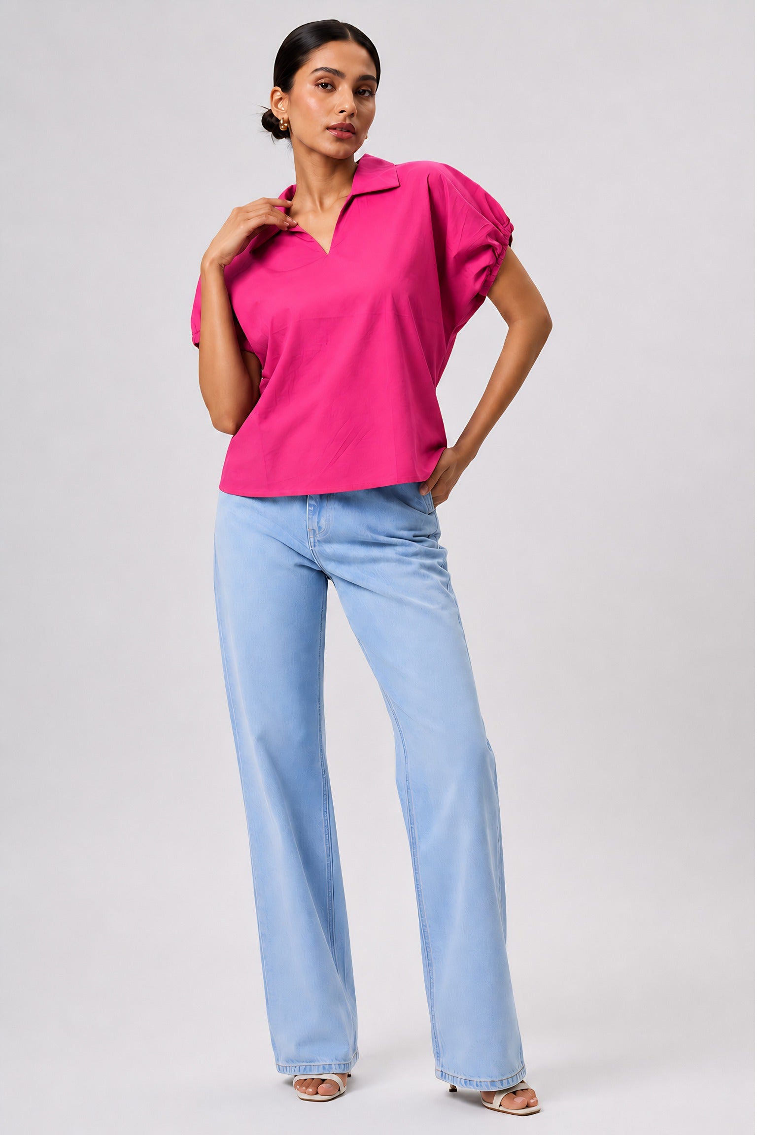 Pink Poplin Collared Shirt