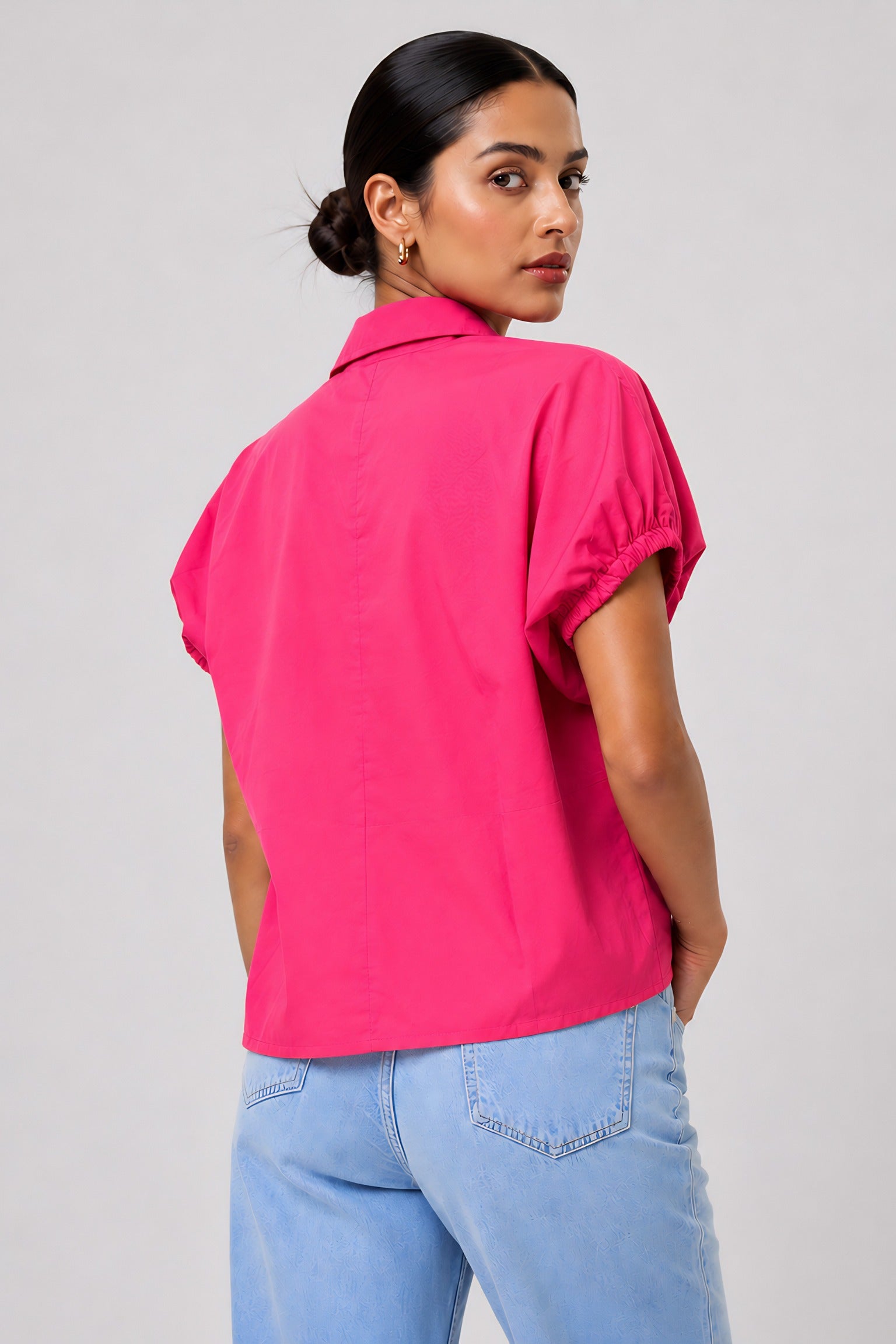Pink Poplin Collared Shirt