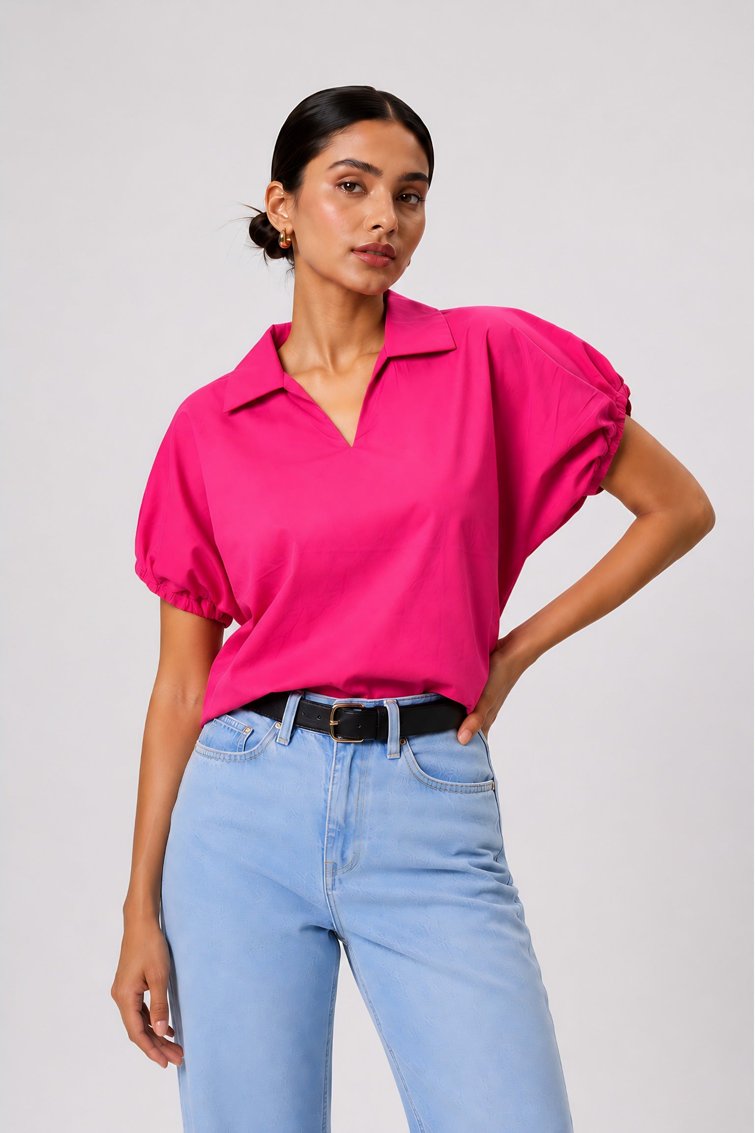 Pink Poplin Collared Shirt