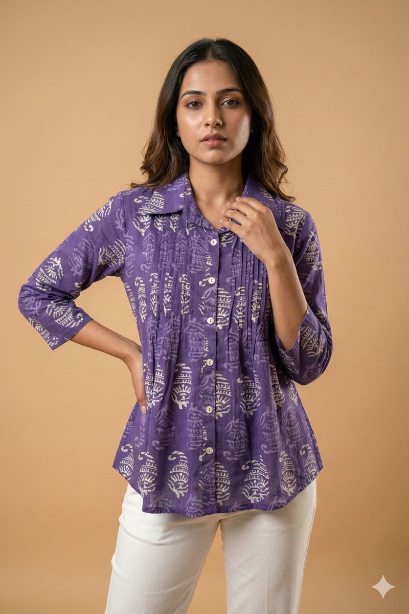 Purple Printed Cotton Top