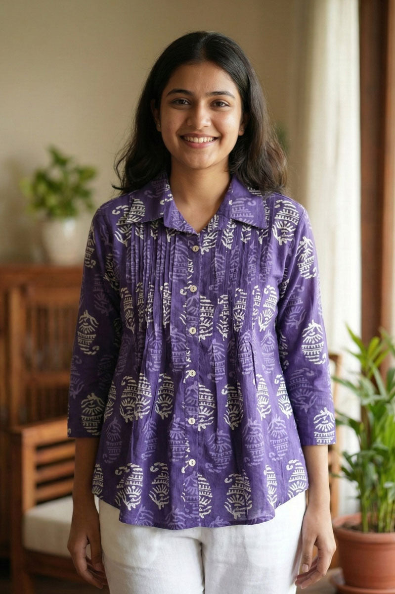 Purple Printed Cotton Top