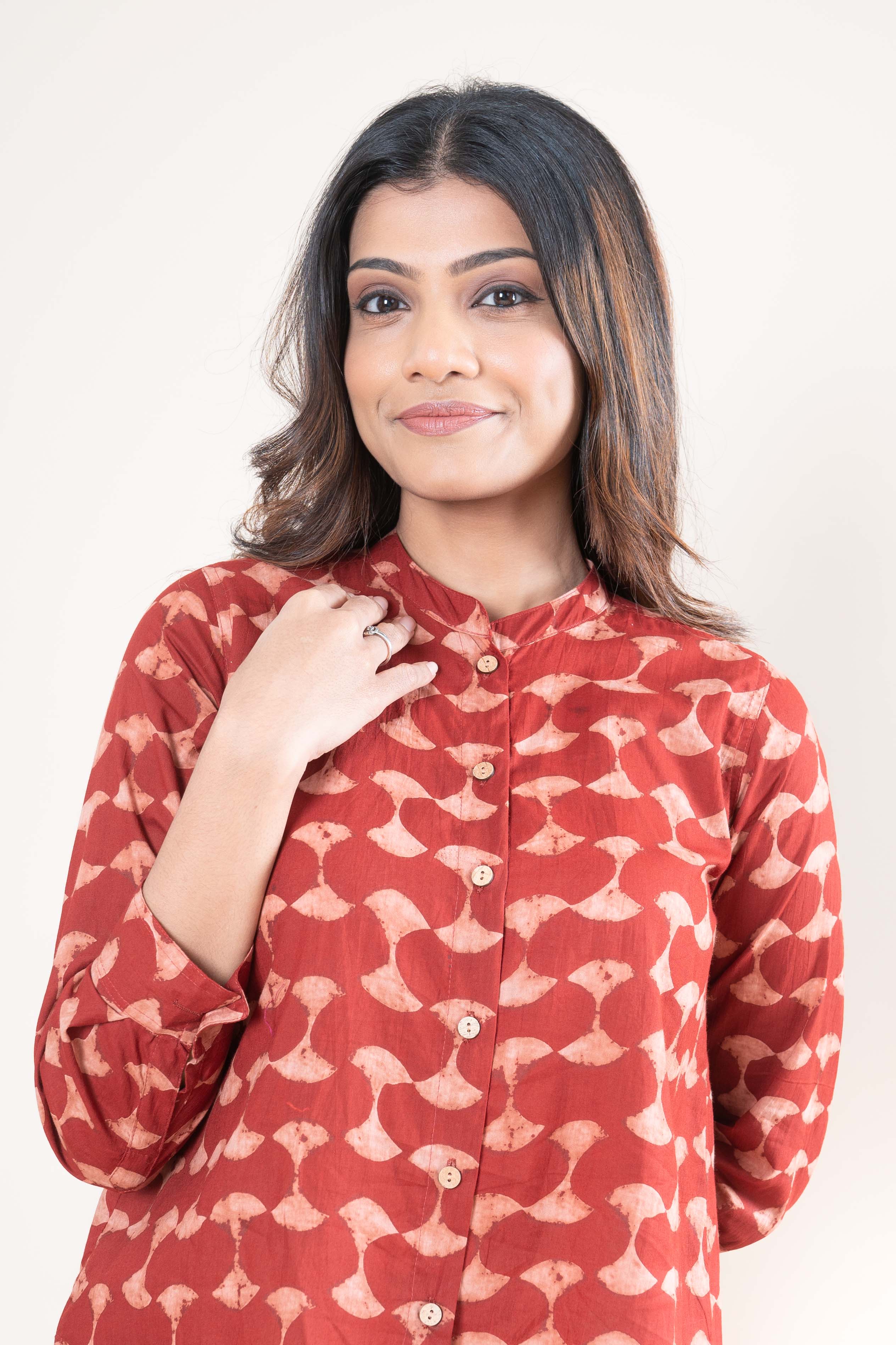 Brick Red Printed Shirt