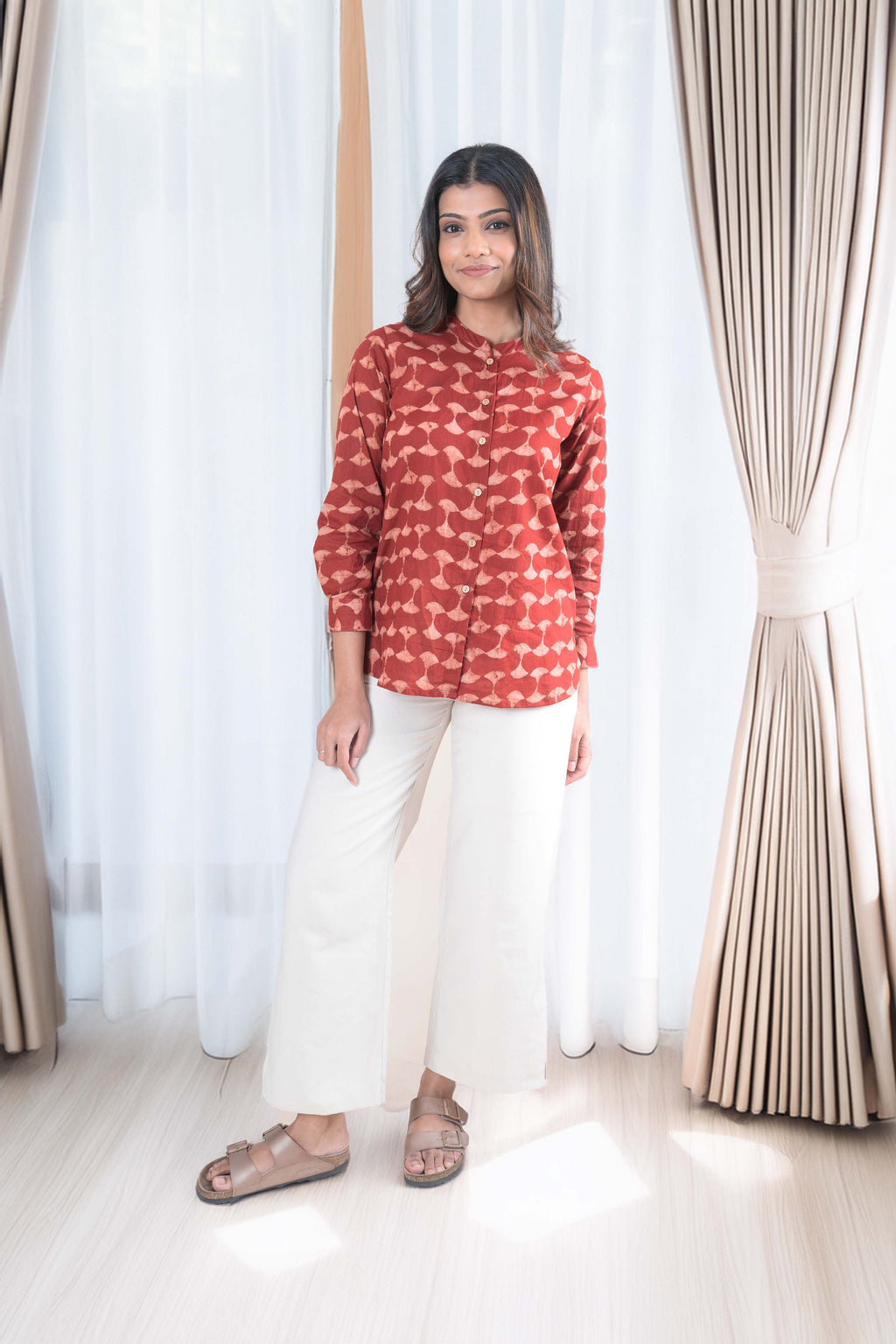 Buy Brick Red Printed Shirt online at SITU - women's tunic, sizes XS to 6XL