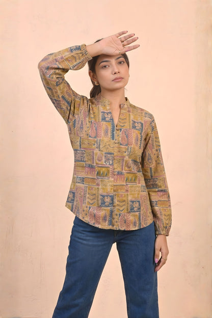 Yellow Patch Printed Shirt