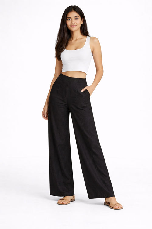 Buy Black Wide Leg Linen Pant online at SITU - women's wide-leg pants