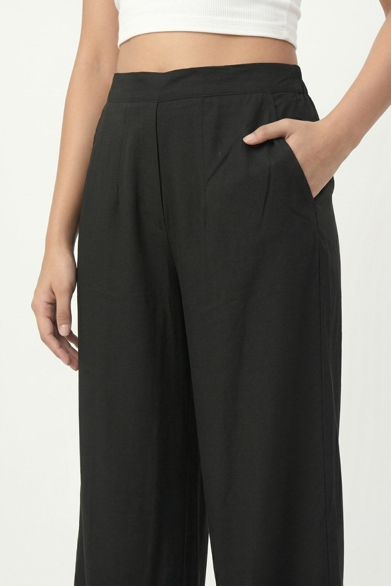 Black Wide Leg Viscose Pant