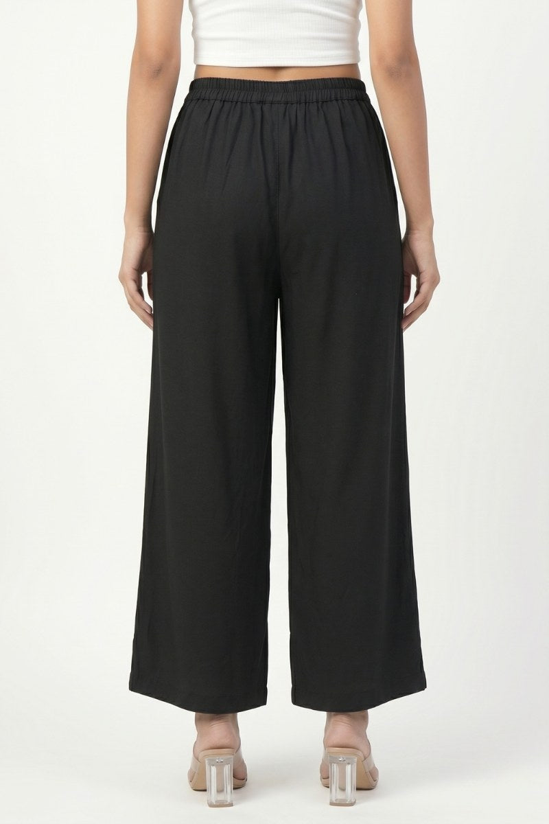 Black Wide Leg Viscose Pant