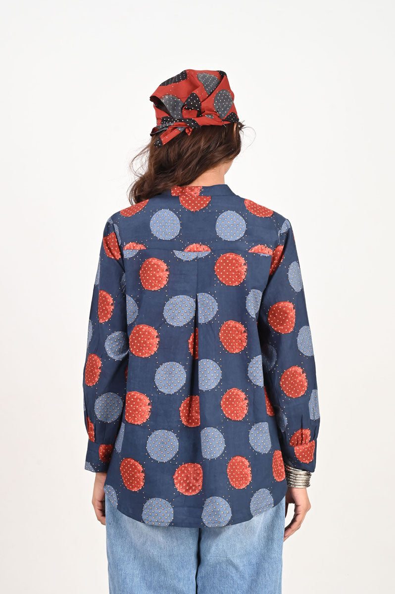 Buy Blue Polka Pleated Shirt online at SITU - women's shirt
