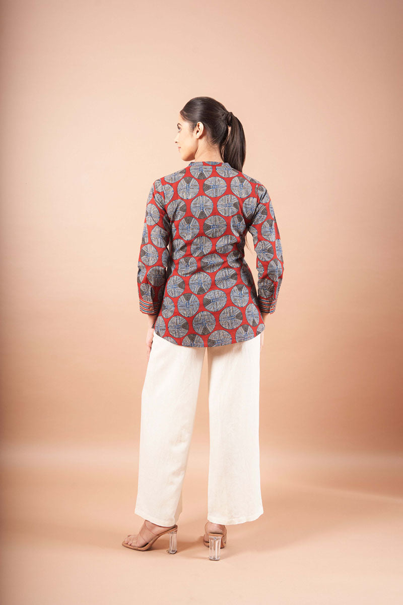 Buy Brick Red Ajrak Top online at SITU - women's tunic, sizes XS to 6XL