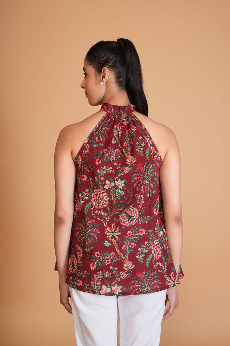 Buy Crimson Floral Halter Top online at SITU - women's tunic