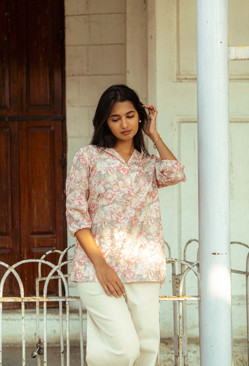 Dusty Rose Printed Top