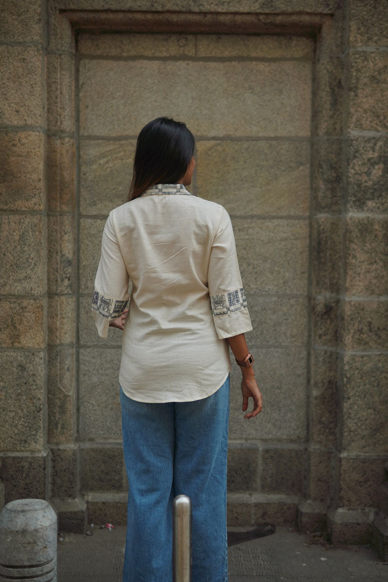 Flex Blue Embroidered Top