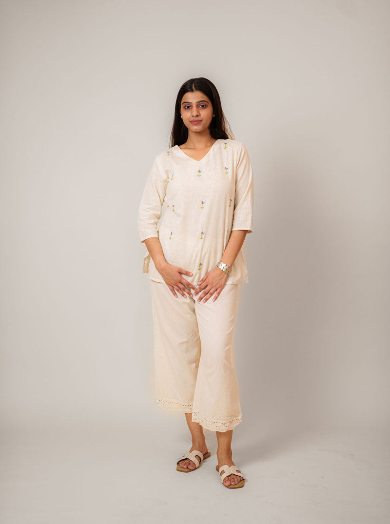 Flex Floral Embroidered Top