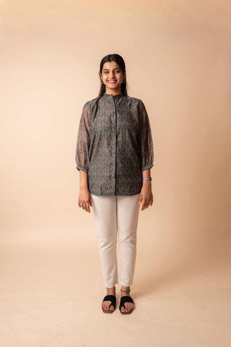 Green Chanderi Shirt