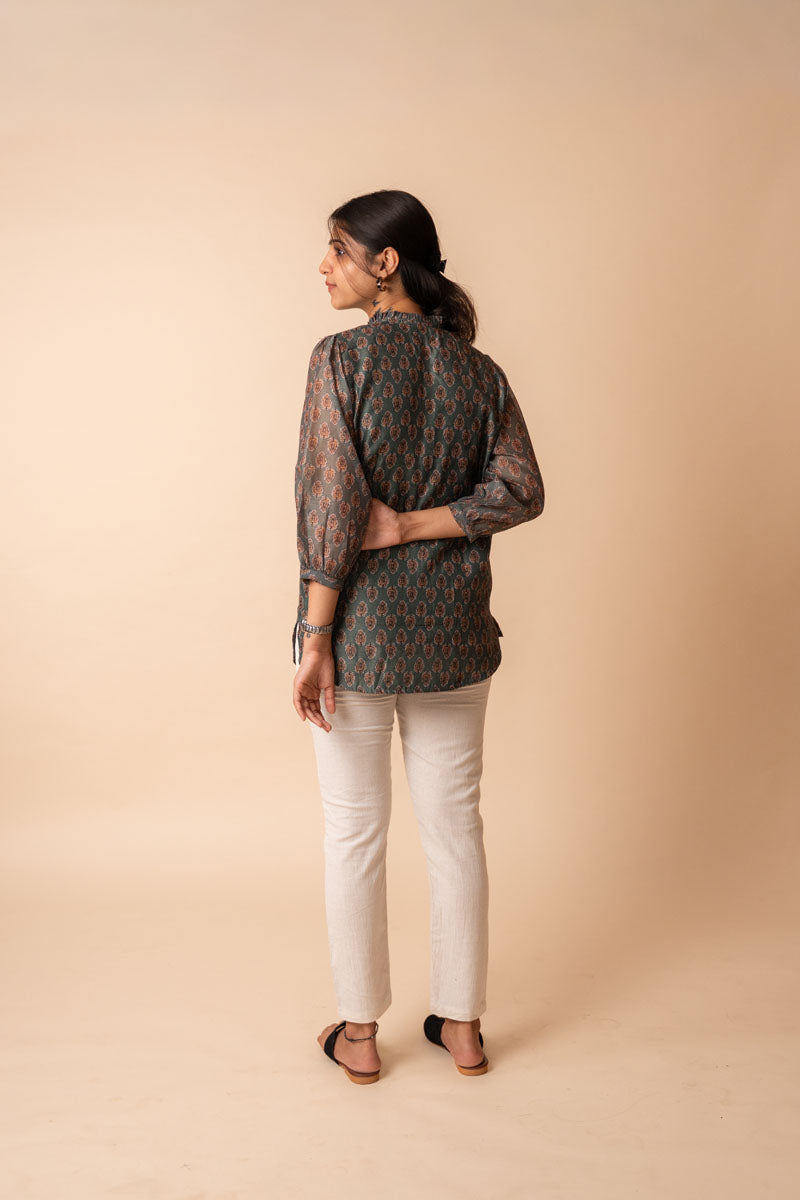 Buy Green Chanderi Shirt online at SITU - women's tunic