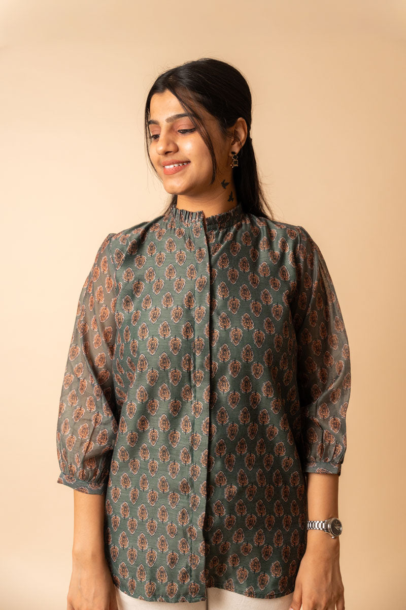 Green Chanderi Shirt