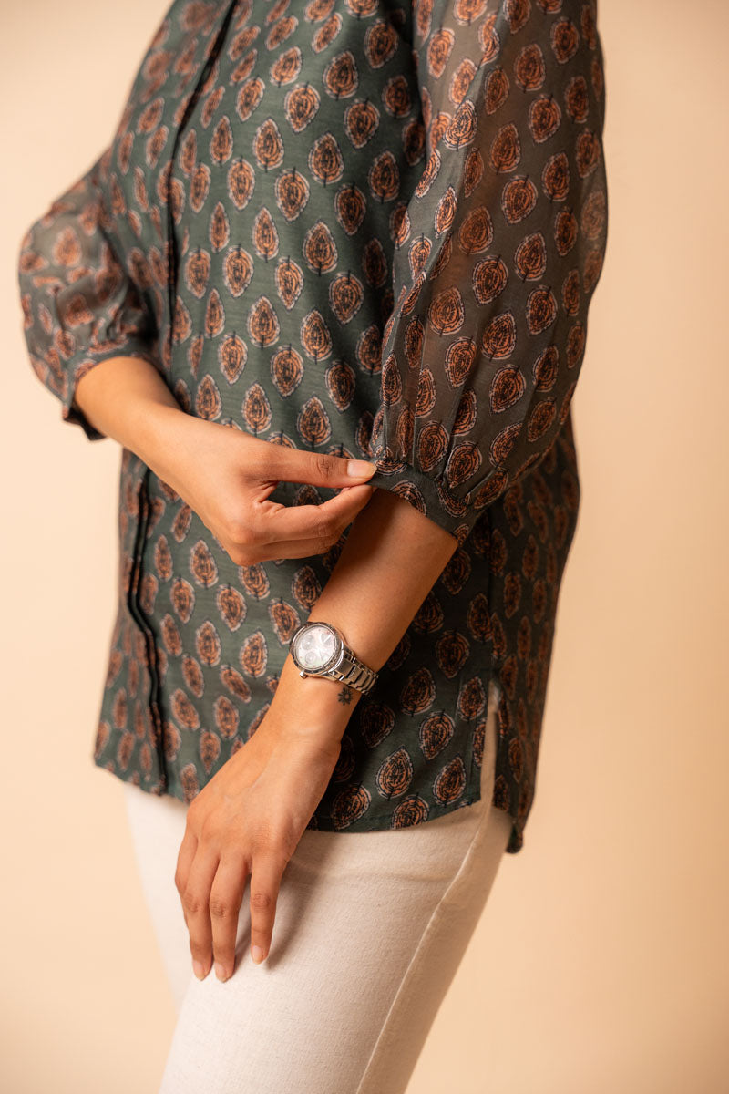 Green Chanderi Shirt