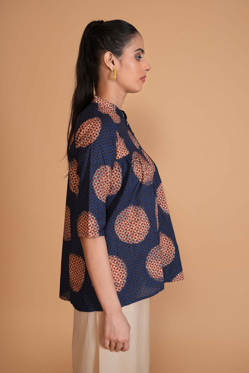 Indigo Ajrakh A-Line Top