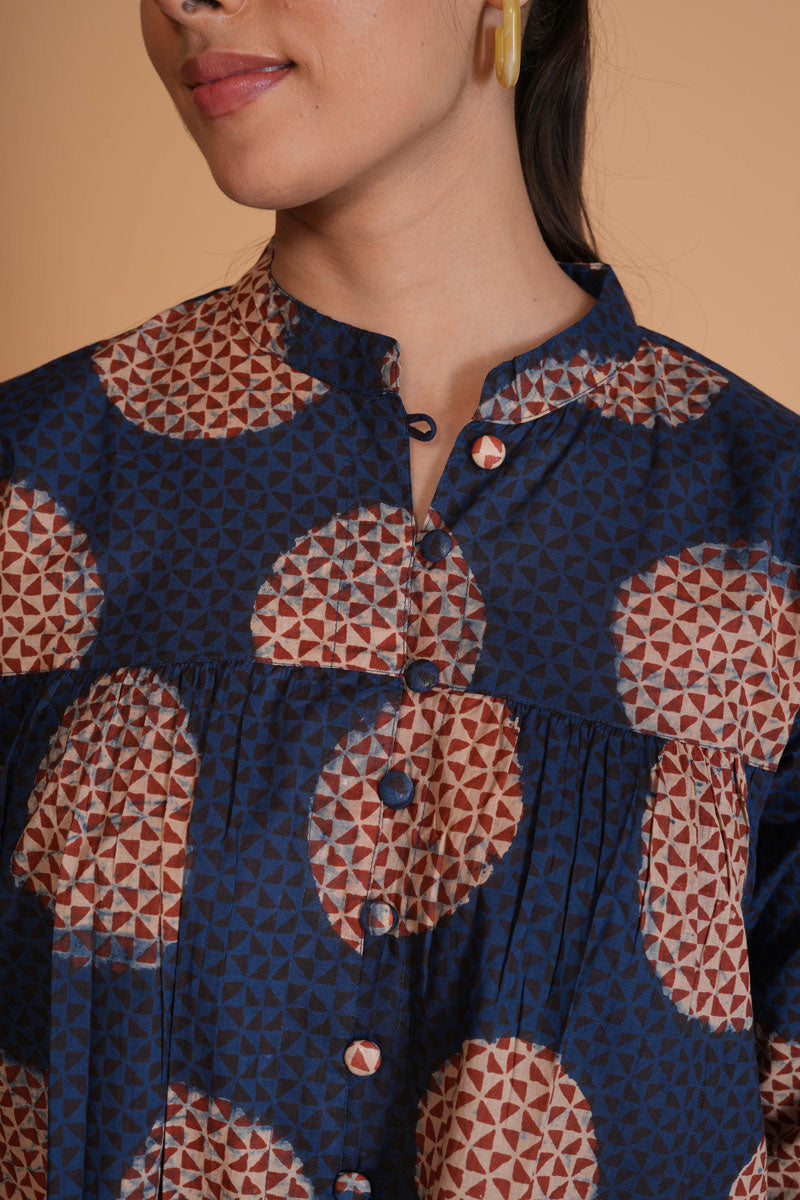 Indigo Ajrakh A-Line Top