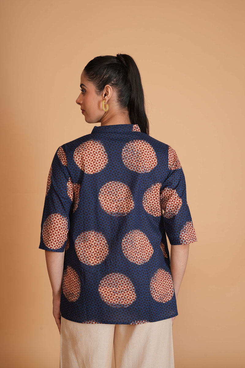 Indigo Ajrakh A-Line Top
