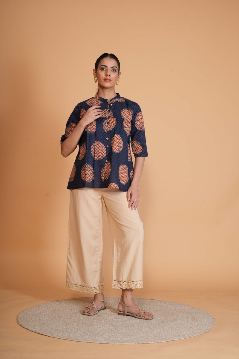 Indigo Ajrakh A-Line Top