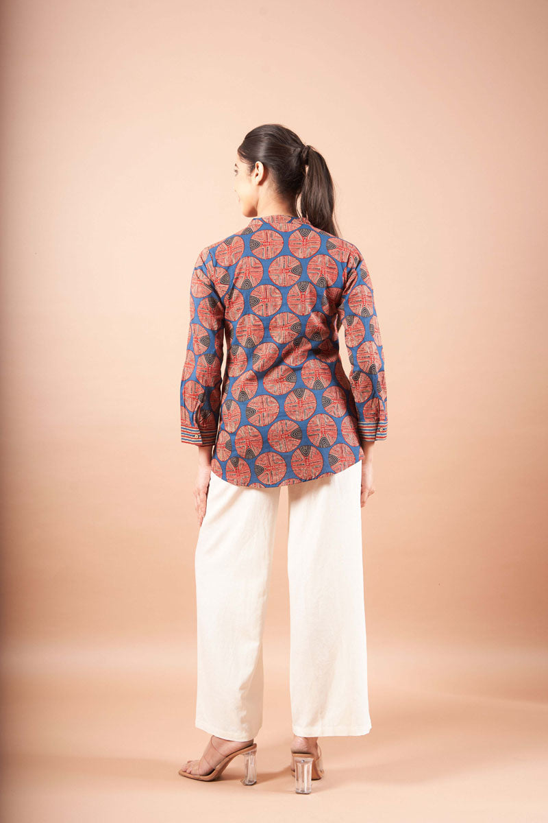 Indigo Ajrak Straight Top