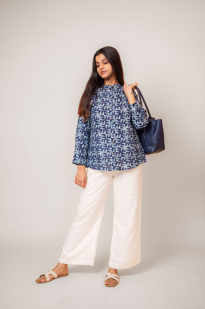 Indigo Printed Cotton Shirt