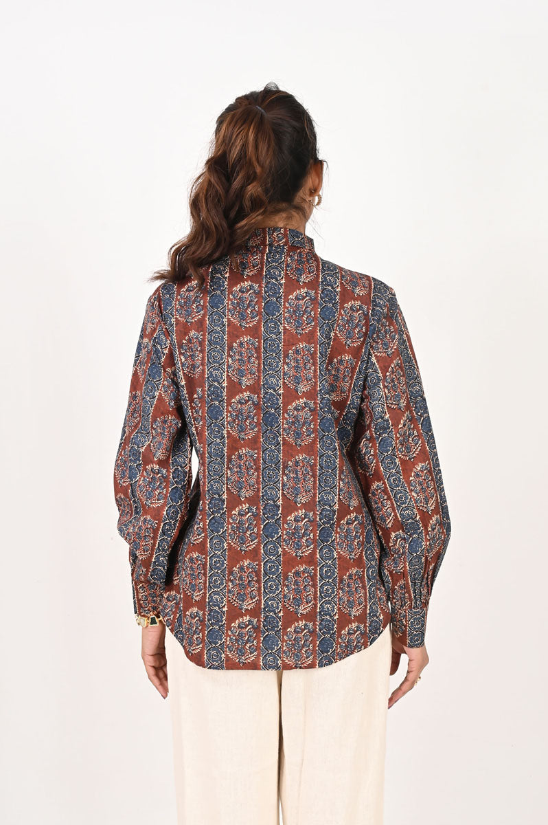 Maroon Printed Neck Tie Shirt