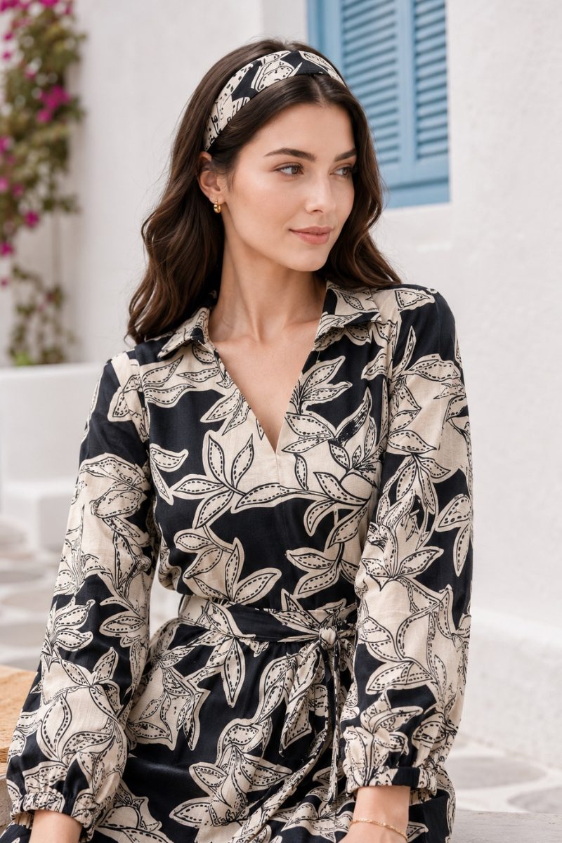 Mono Foliage Mini Dress