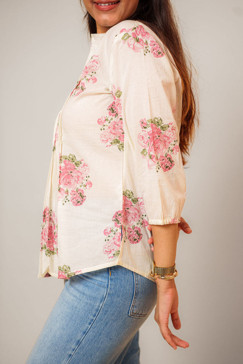 Off-White Floral Cotton Top
