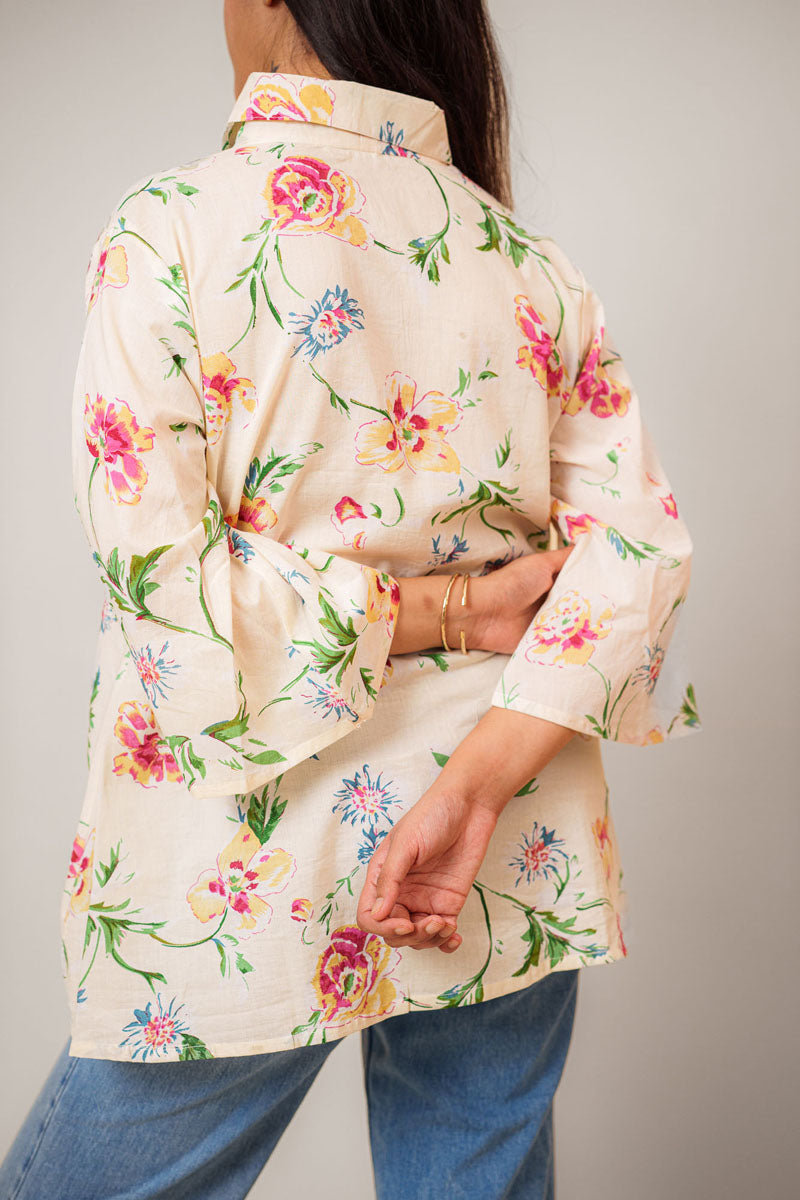 Buy Off-White Floral Relaxed Shirt online at SITU - women's tunic, sizes XS to 6XL