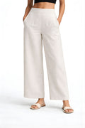 Off White Wide Leg Linen Pant women's wide-leg pants in linen in a wide fit