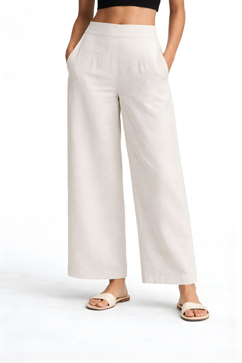Off White Wide Leg Linen Pant women's wide-leg pants in linen in a wide fit