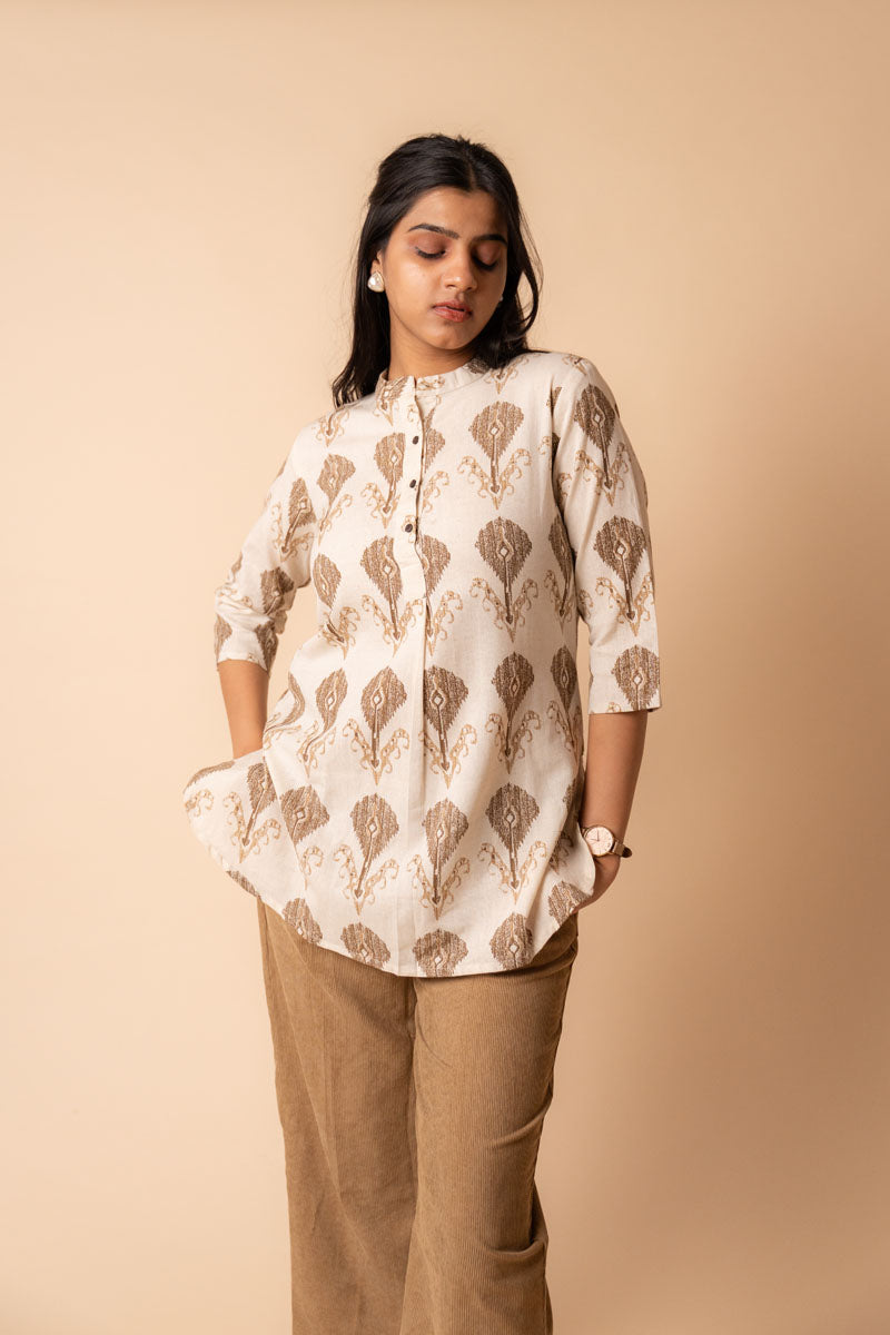 Flex Ikat Cotton Tunic Top