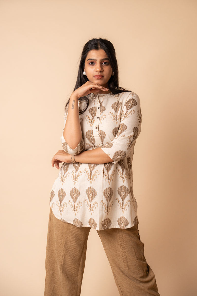 Flex Ikat Cotton Tunic Top