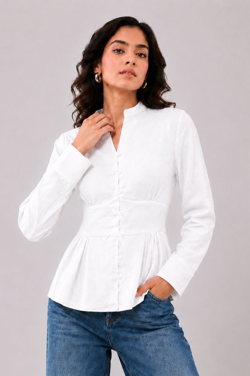 White Solid Fitted Shirt