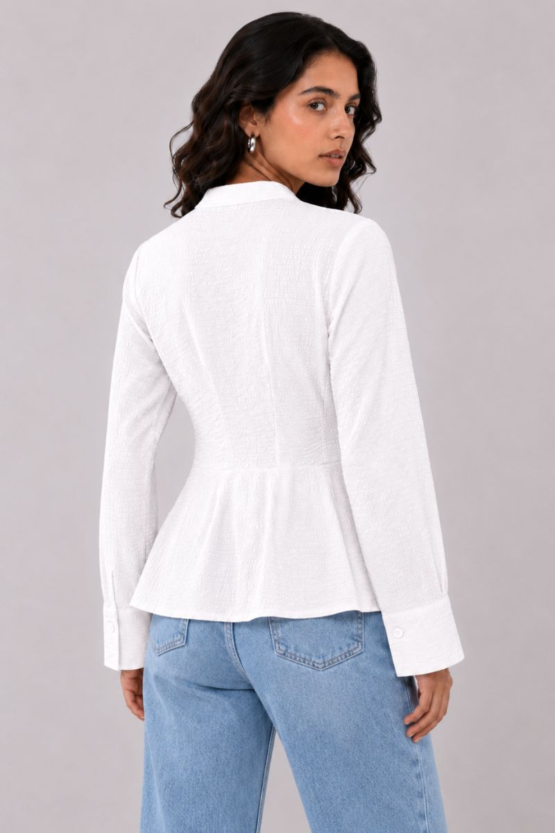 White Solid Fitted Shirt