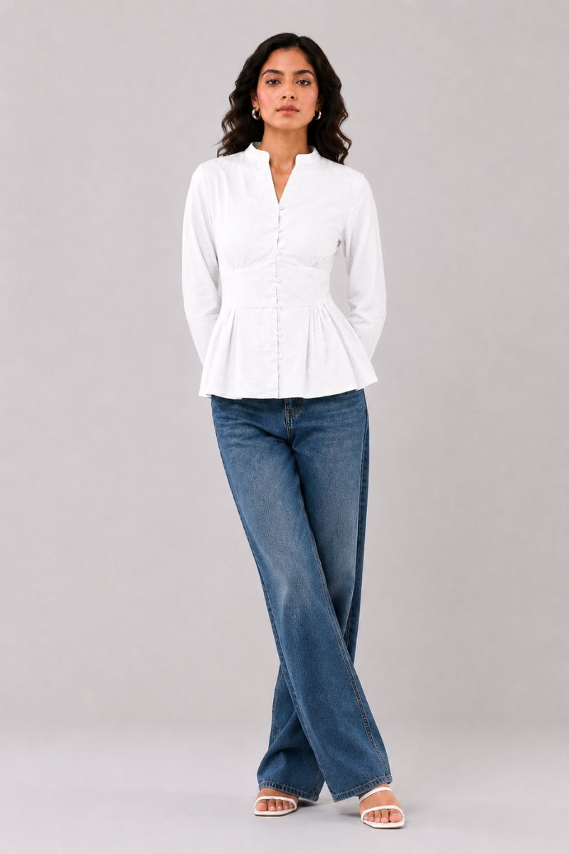 White Solid Fitted Shirt