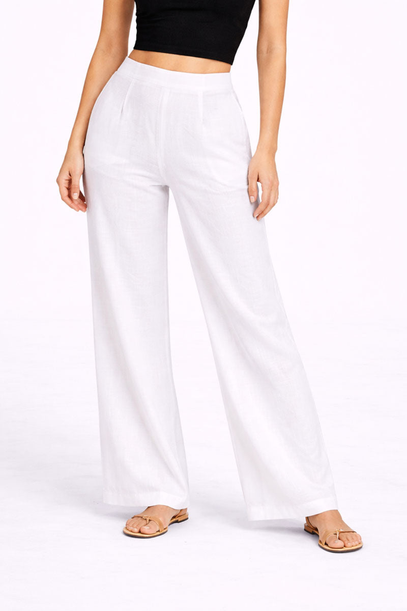 White Wide Leg Linen Pant women's wide-leg pants in linen in a wide fit